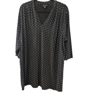 J.Jill Wearever Collection Black Polka Dot V-Neck Tunic Top Shirt Plus Size 2X